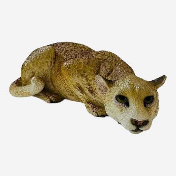 Cougar Statue Hunting Puma Figurine Cougar Sandcast Sculpture Animal Monument - Picture 2 of 8